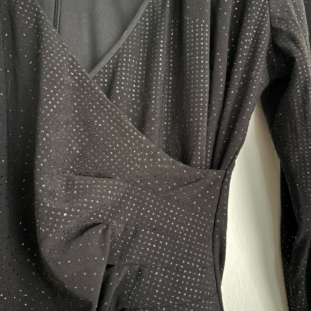 Elegant SHIMMER Black Long Sleeve Calvin Klein Dress